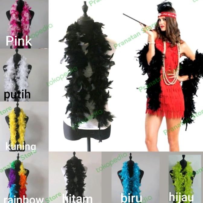 Syal Selendang Bulu Ayam Wanita Pesta Kostum Halloween Great Gatsby Original