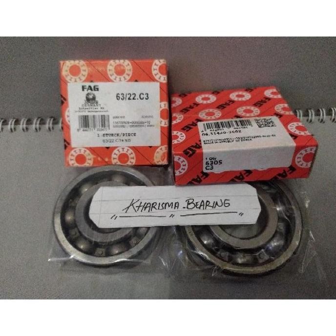 Diskon [18 part] Bearing 63/22 C3 + 6305 C3 Fag Set Kruk As Mio, Nouvo, Fino Juara