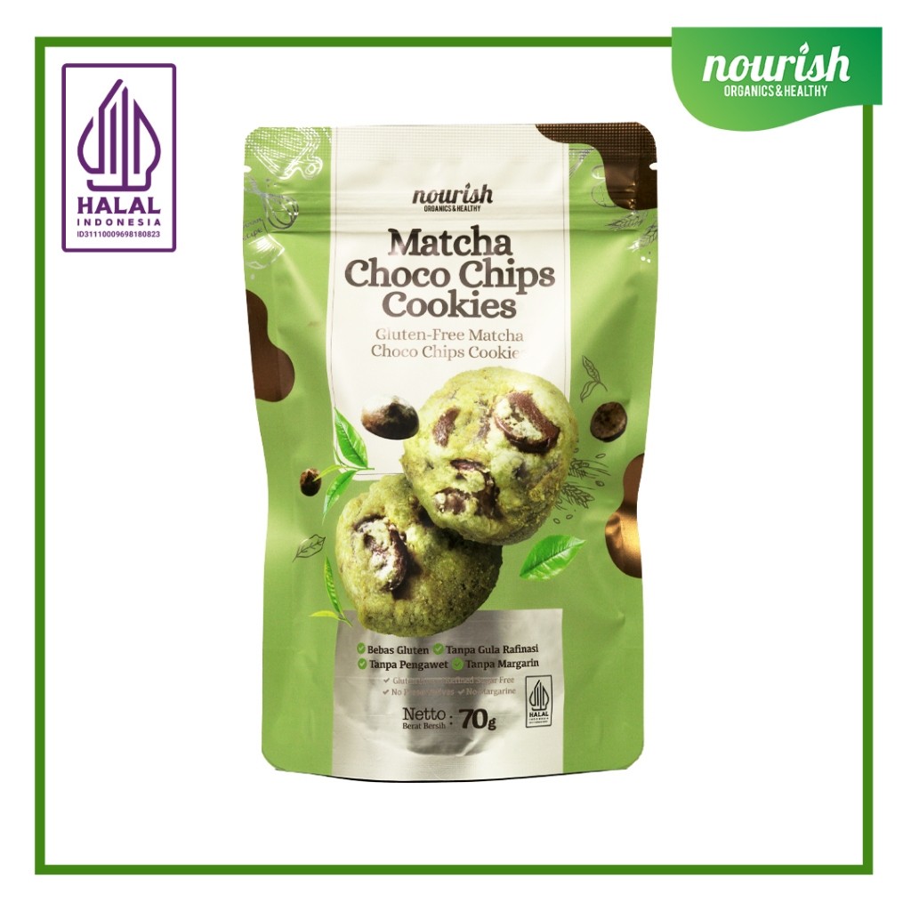 

Matcha Choco Chips Cookies - Gluten Free Matcha Cookies 70gr