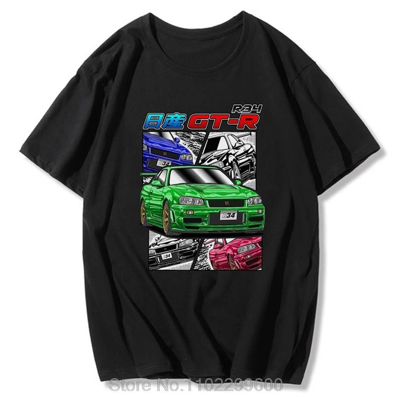 Initial D Jdm T Streetwear Nissan Skyline Gtr R34 Komik Harian Pria 2D