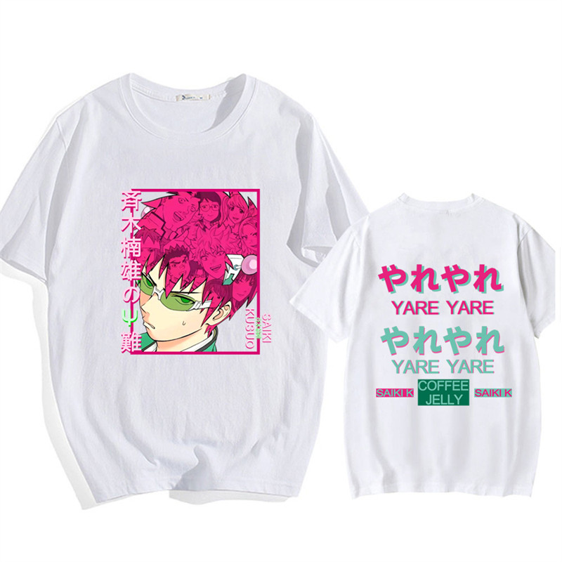 Kehidupan Bencana Saiki K Tshirts Pria Anime Manga Crew Neck T Clothes