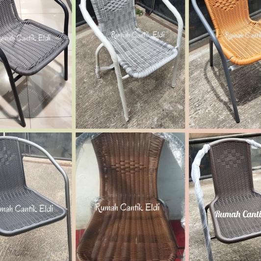 Kursi Teras / Taman / Outdoor, Bahan Besi, Tahan Air, Motif Rotan