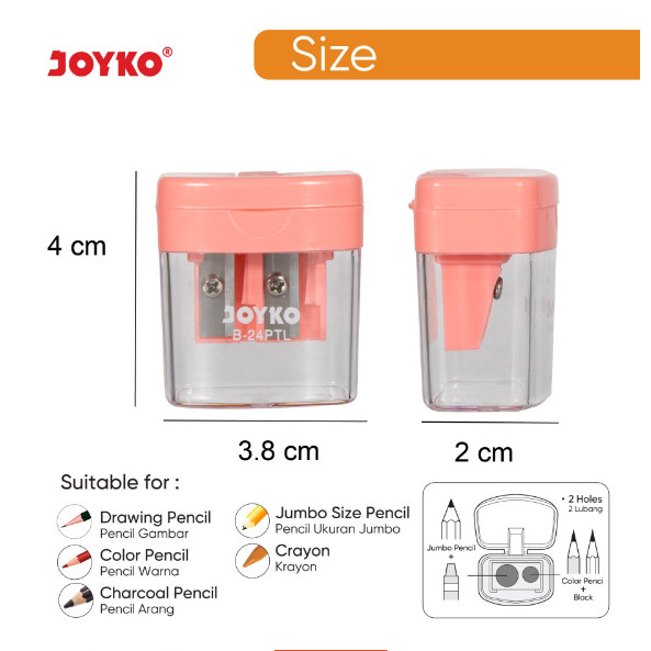 

Rautan Asahan Sharpener 2 lubang B-24 PTL pastel color JOYKO