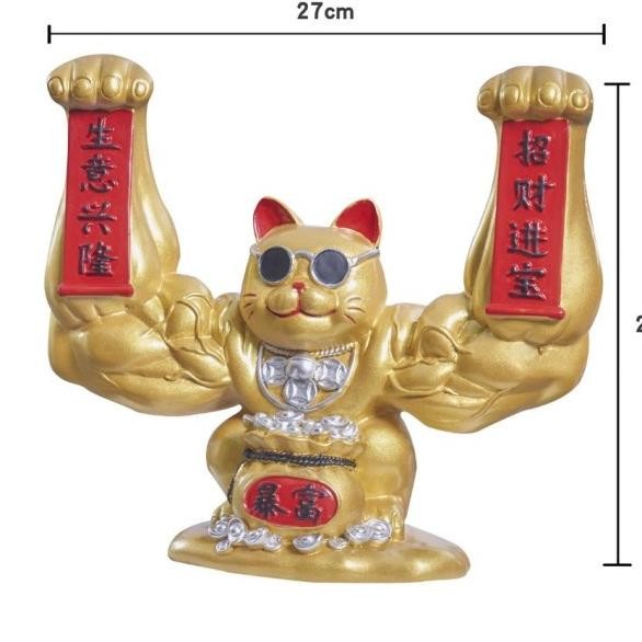 Ss.Jojo Patung Kucing Hoki Berotot/Luy Cat Unicorn Arm /Patung