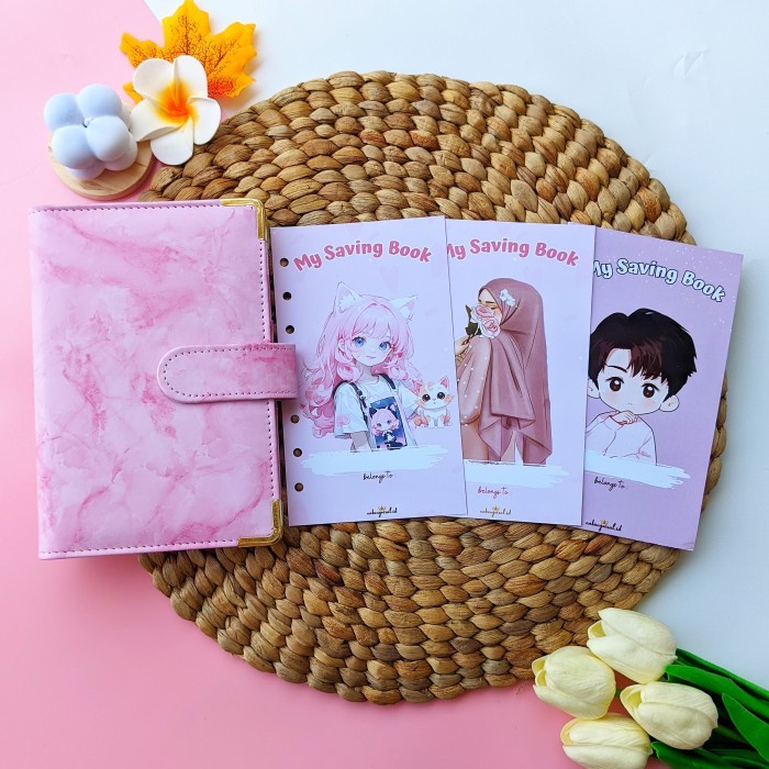 

Amberela Paket Binder A6 Sinking Fund / Cover Kulit Warna Marble