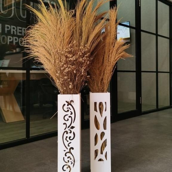 Nordic Vas Bunga Lantai Tinggi Pot Kembang Daun Kering Vase Kayu