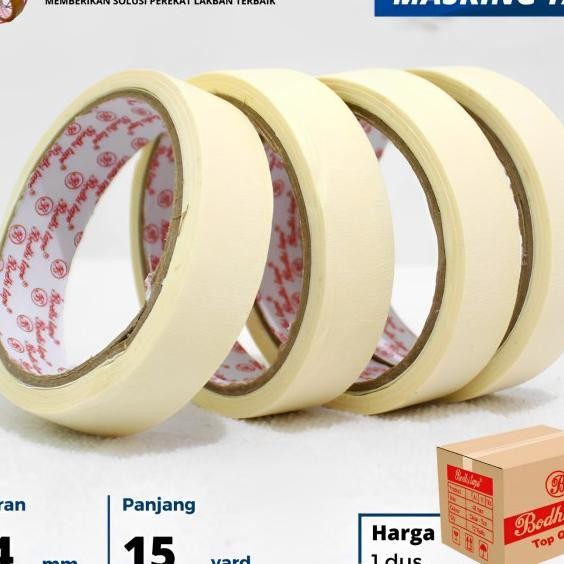 

Masking Tape 1 Inch X 15 Yard Bodhi Tape/ Lakban Kertas/Dus Isi 96Roll