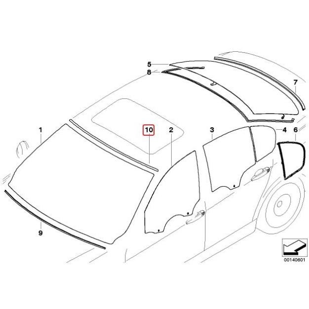 Original Bmw Seri 3 E90 Seal Karet Kaca Depan Atas