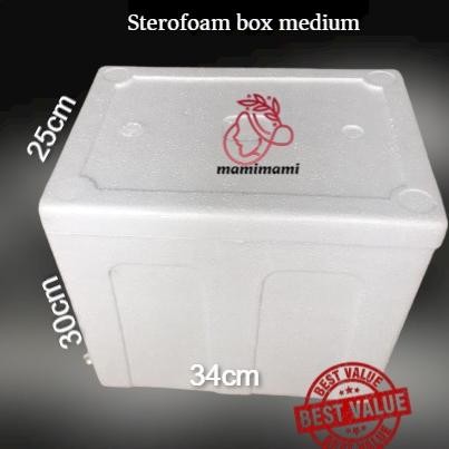 Box Styrofoam Bm Medium 34 X 25 X 30Cm Foam Bok Sterofoam Frozen Food Siap Kirim