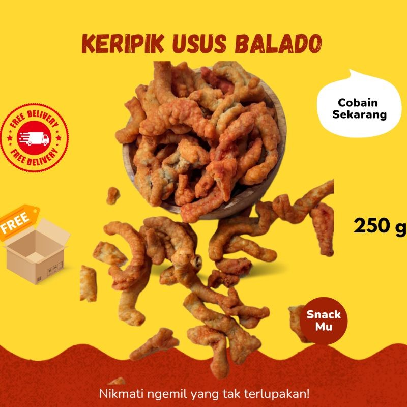 

Kripik usus Balado Pedas manis gurih 250 gram Snack kiloan murah