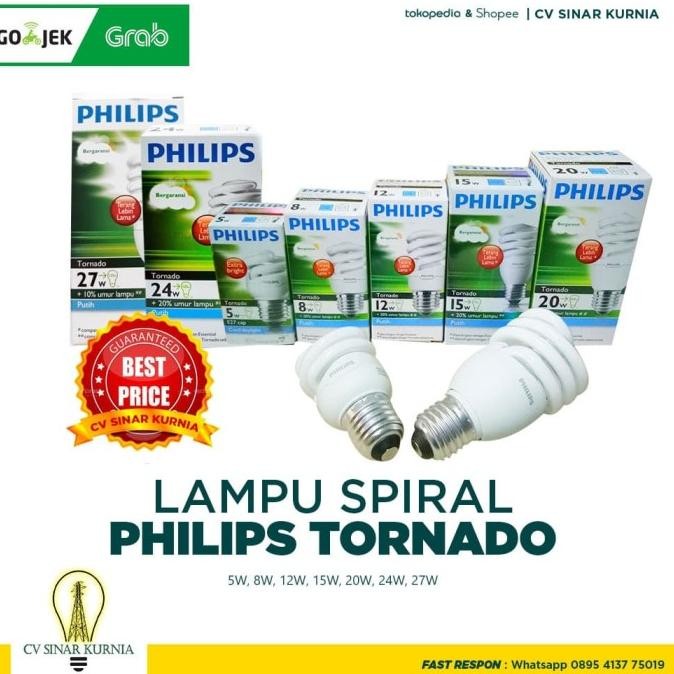 Murah Lampu Spiral Philips Tornado 27Watt, 27W, 27 Watt, 27 W sinarkuuu Ayo Order