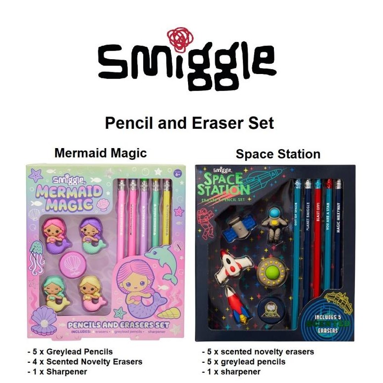 

TERMURAH - Smiggle Pencil-Eraser-Sharpener Gift Pack Set Pensil Penghapus Rautan
