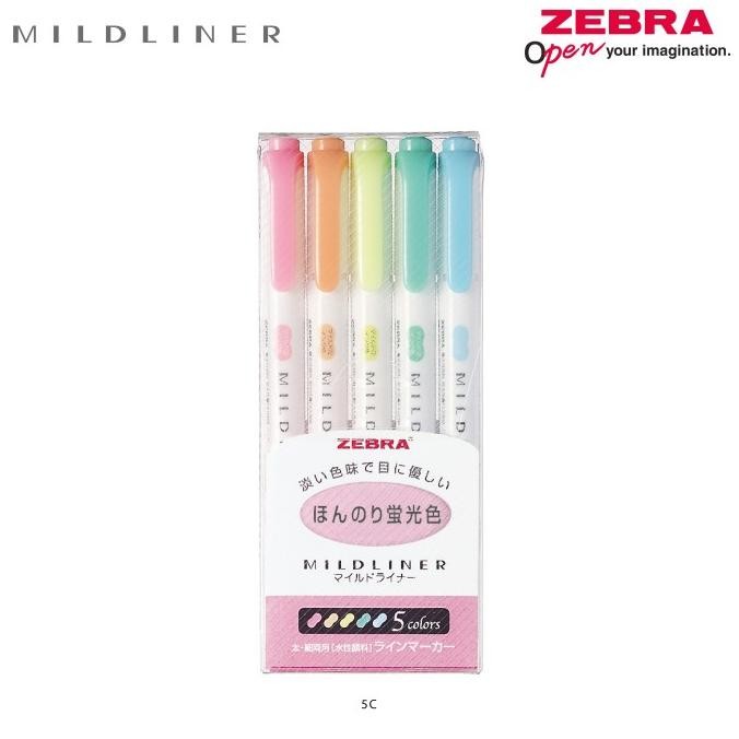 

Zebra Mildliner isi 5 Warna - 5C - Free Kokoro Plus 05 Black
