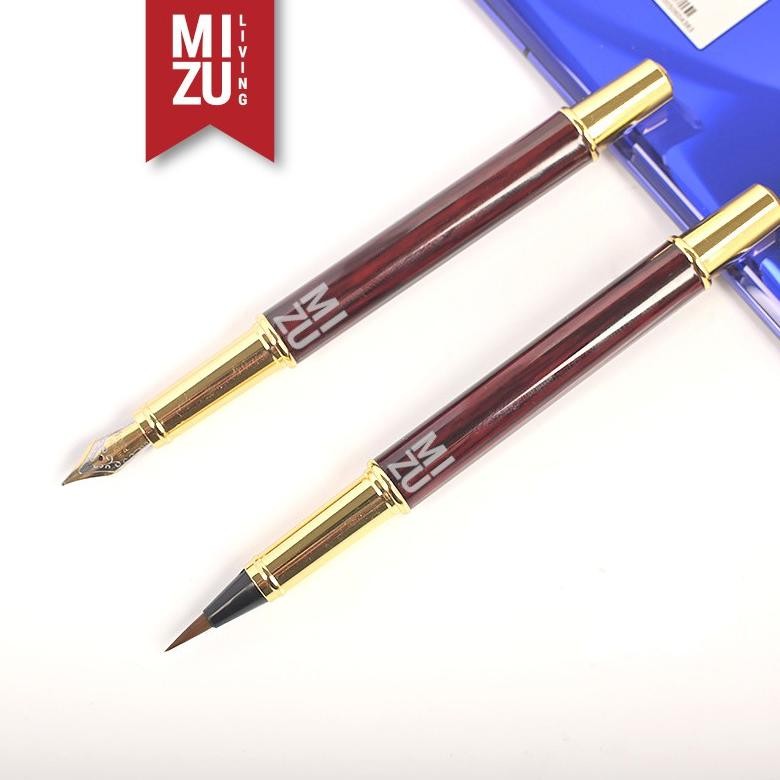 

ad-77 MIZU KONBO 2in1 Redwood Fountain Pen & Fude Maobi Calligraphy Brush Viral