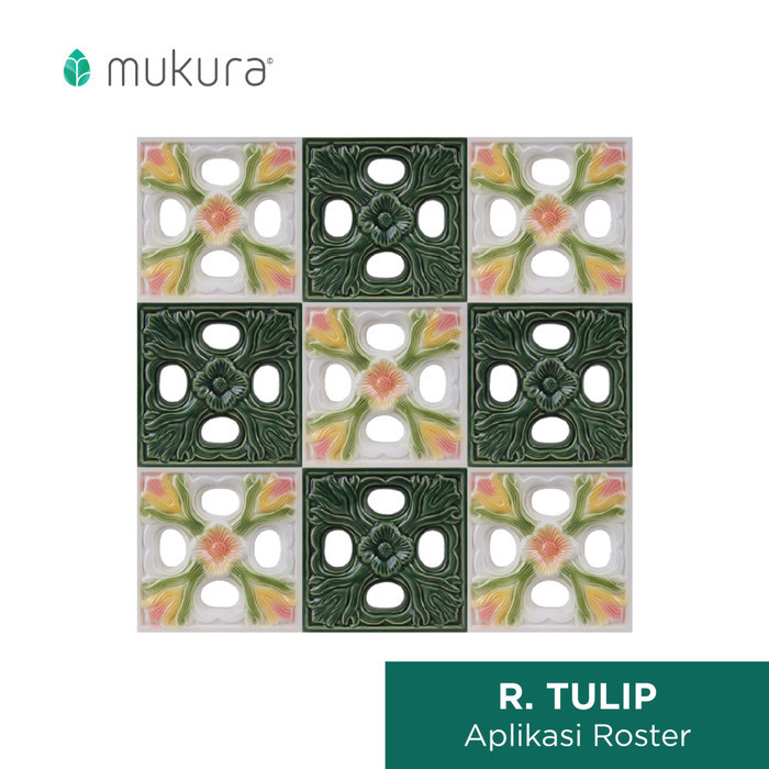 ROSTER KERAMIK LUBANG ANGIN KERAMIK BUNGA TULIP 20 X 20 CM