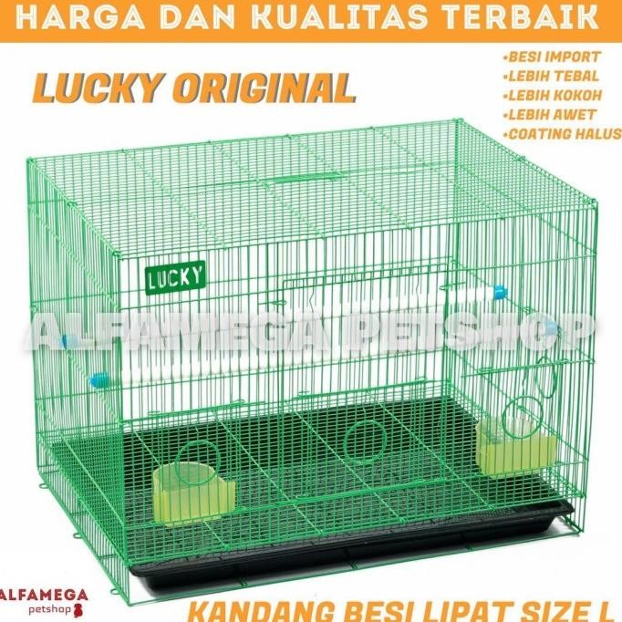 Kandang Umbaran Besi Lipat Size L 60X50X44 Burung Pleci Lovebird Lucky