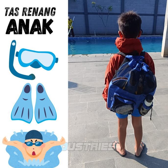 Tas Renang Anak Ransel Jaring Untuk Alat Berenang Fin Pelampung Kaki Katak