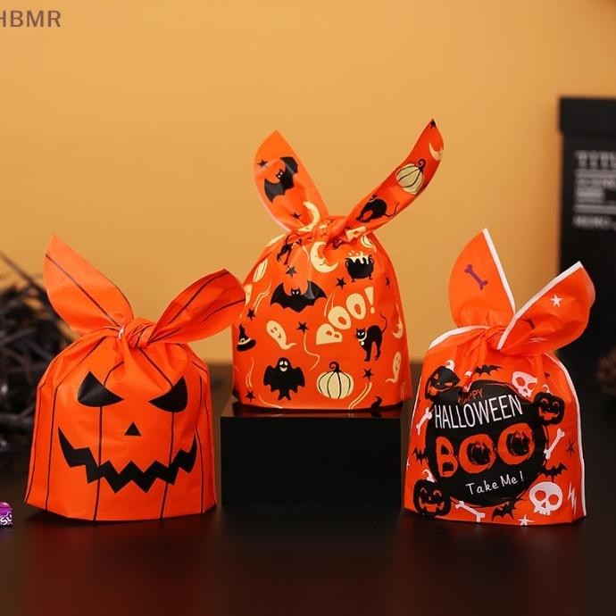 

DFR HBMR 50pcs Halloween Kantong Permen Telinga Kelinci Kantong Plastik Un TERLARIS