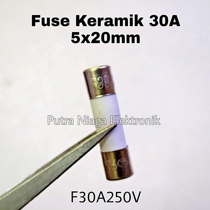 Terbaru Fuse Keramik 30A 250V 2cm Ceramic 30Amp 5x20mm Sikring F30AL250V F30A putr4n Murah