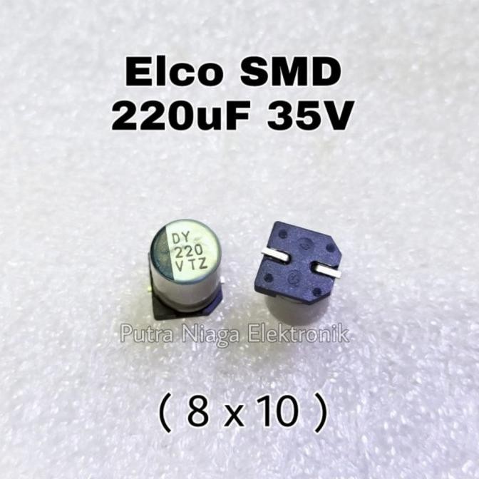 Murah Elco SMD 220uF 35V Alumunium 220 uF 35Volt Aluminum Kapasitor 8x10 mm putr4n Ayo Order