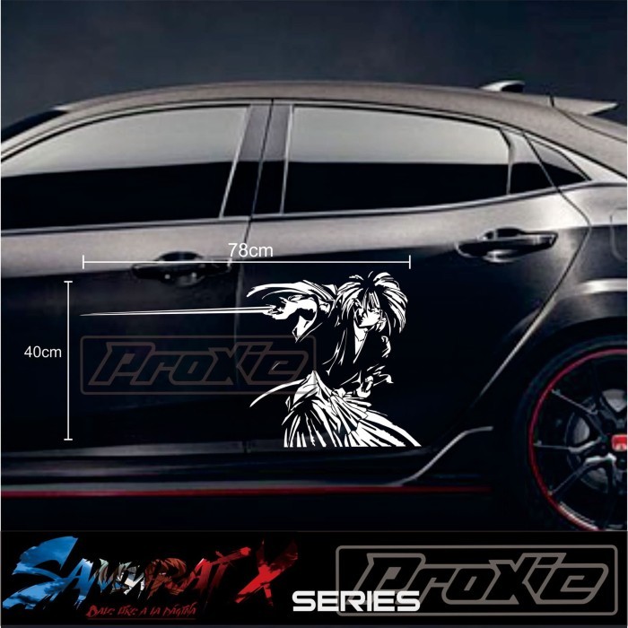 Cutting Sticker Mobil Sticker Samurai X Putih
