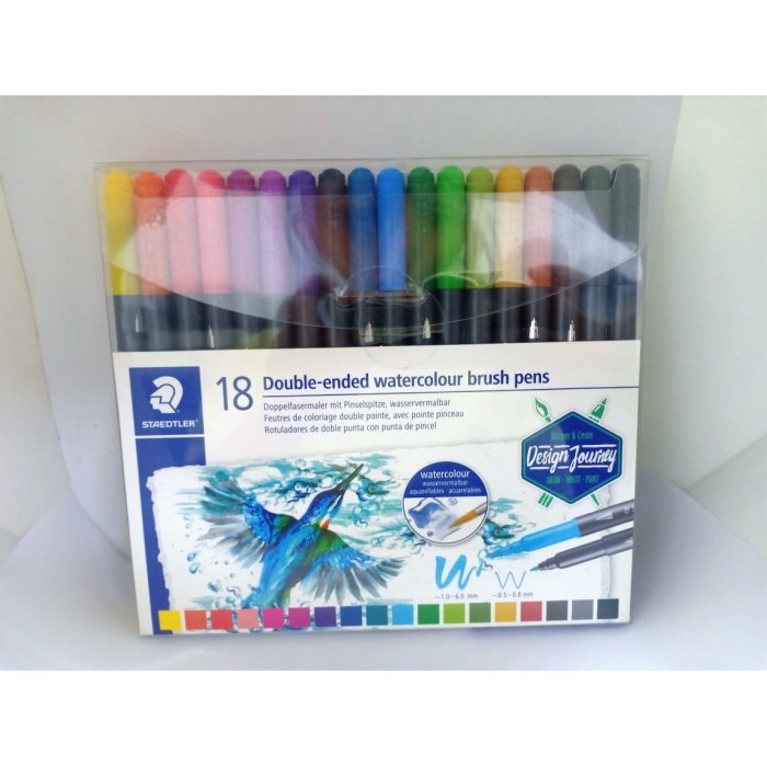 

Terlaris STAEDTLER DOUBLE-ENDED WATERCOLOUR BRUSH PEN 18 W SALE