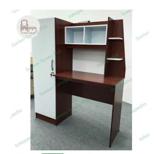 Meja Belajar Anak Minimalis + Lemari Buku + Kursi Kantor Putar Jaring