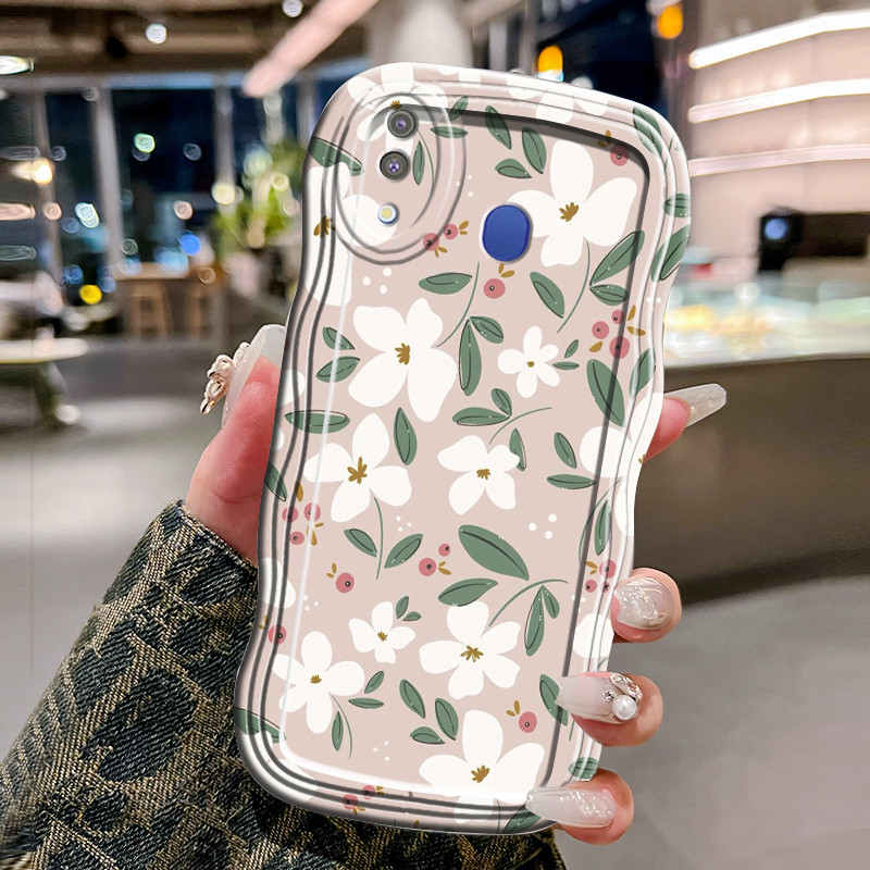 Casing Hp Untuk Samsung Galaxy M20 Case gelombang Softcase Silikon Kesing model Casing HP pola Bunga