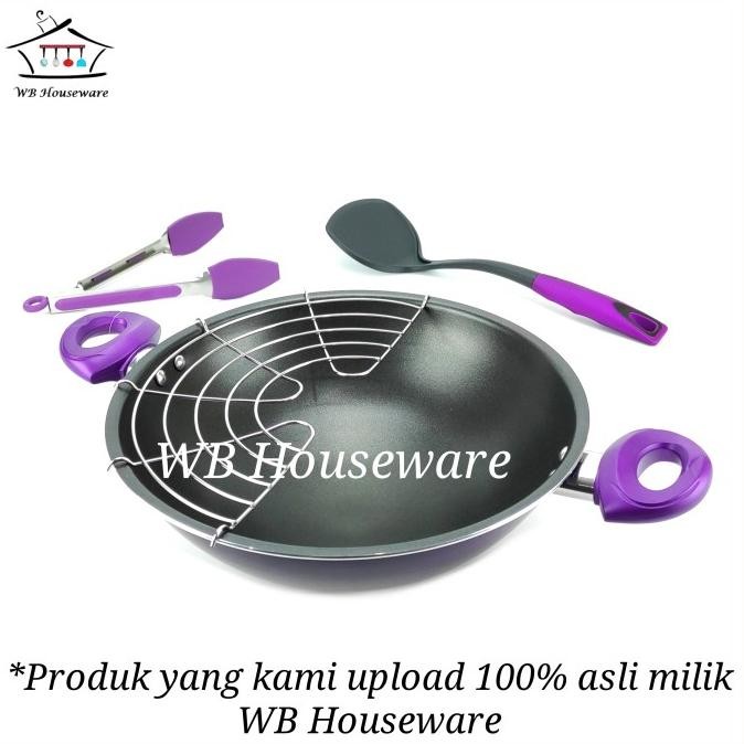 Wajan Tempura / Wajan Aluminium Teflon / Wok Set Supra 30 Cm - Ungu