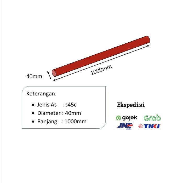 As Besi S45C 40Mm X 1000Mm Hemat