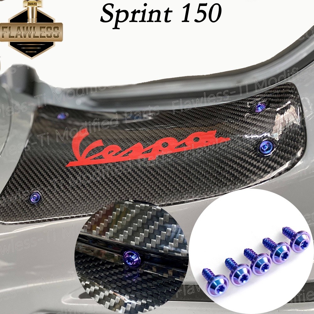 Flawless-Ti Gr5 Vespa Sprint Primavera 150 Penutup Baterai Titanium SeltTapping Sekrup Baut Mur M4 T