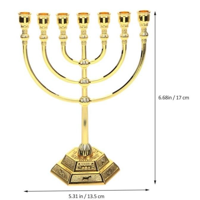 7 Branches Menorah Hanukkah Kaki Dian Candle Holder Souvenir Israel KRW