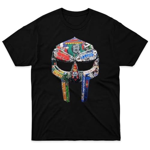 Kaos Pria Hitam MF DoomT Shirt Pria Lucu Kaos Grafis Hip Hop Lengan Pendek Rap Hadiah untuk Pria Wan