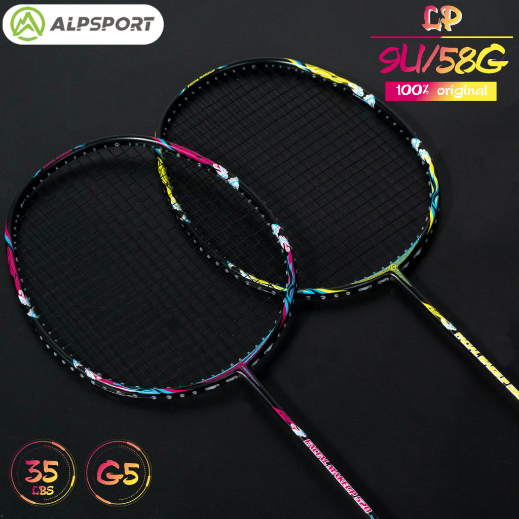 ALPSPORT LP 9U 59g G5 Max 32LBS Raket Bulu Tangkis 2 Buah Set Raket Serat Karbon Penuh 100% Super Ri