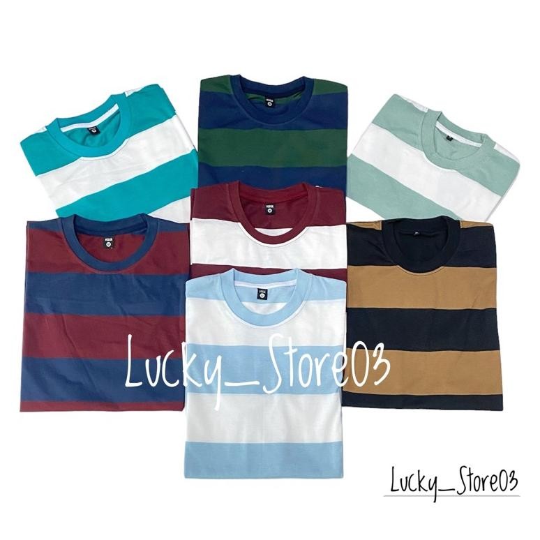 ORIGINAL Kaos Stripe Pria Hitam Premium 24s / Kaos Pria Stripe Premium Po-132