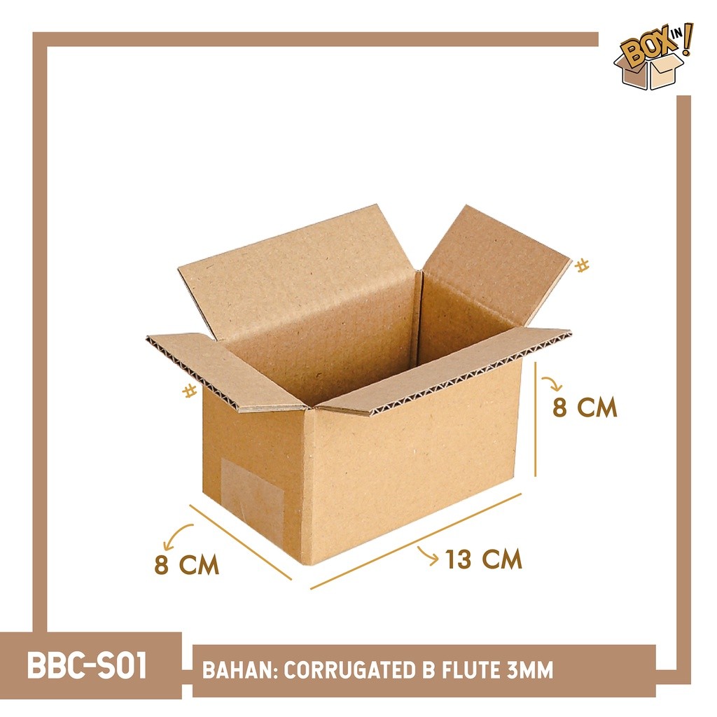 

13 x 8 x 8 cm (BBC-S01) B FLUTE KARDUS CORRUGATED BOX PACKING PACKAGING