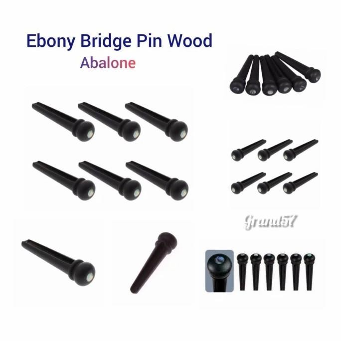Bridge pin gitar akustik wood kayu ebony abalone shell hitam bridgepin