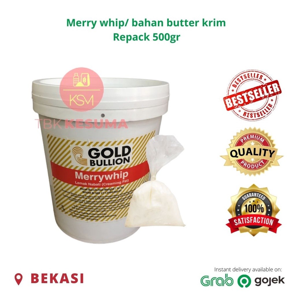 

Merry whip gold bullion repack 500gr/ bahan butter krim