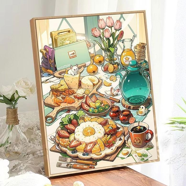 

PROMO Paint By Number 40x50cm DIY Paint Kit with Frame Digital Painting Landscape Cartoon Anime Series jy-6