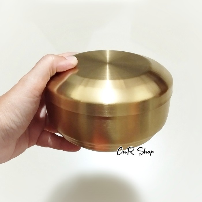 mangkuk nasi korea / mangkok stainless custom nama / mangkok dengan tutup korea gold stainless sus