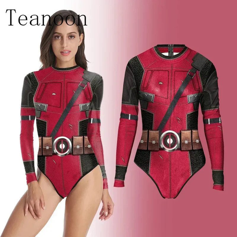 Teanoon Sexy Swimwear Women Cosplay Swimsuit Red One Piece Swimming Suit Female Anime Printing Summe