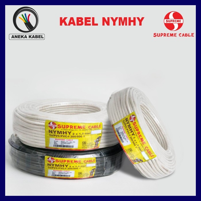 Kabel NYMHY 2x1.5mm / Kabel NYMHY 2x1.5 3x1.5 Putih Hitam Per Roll