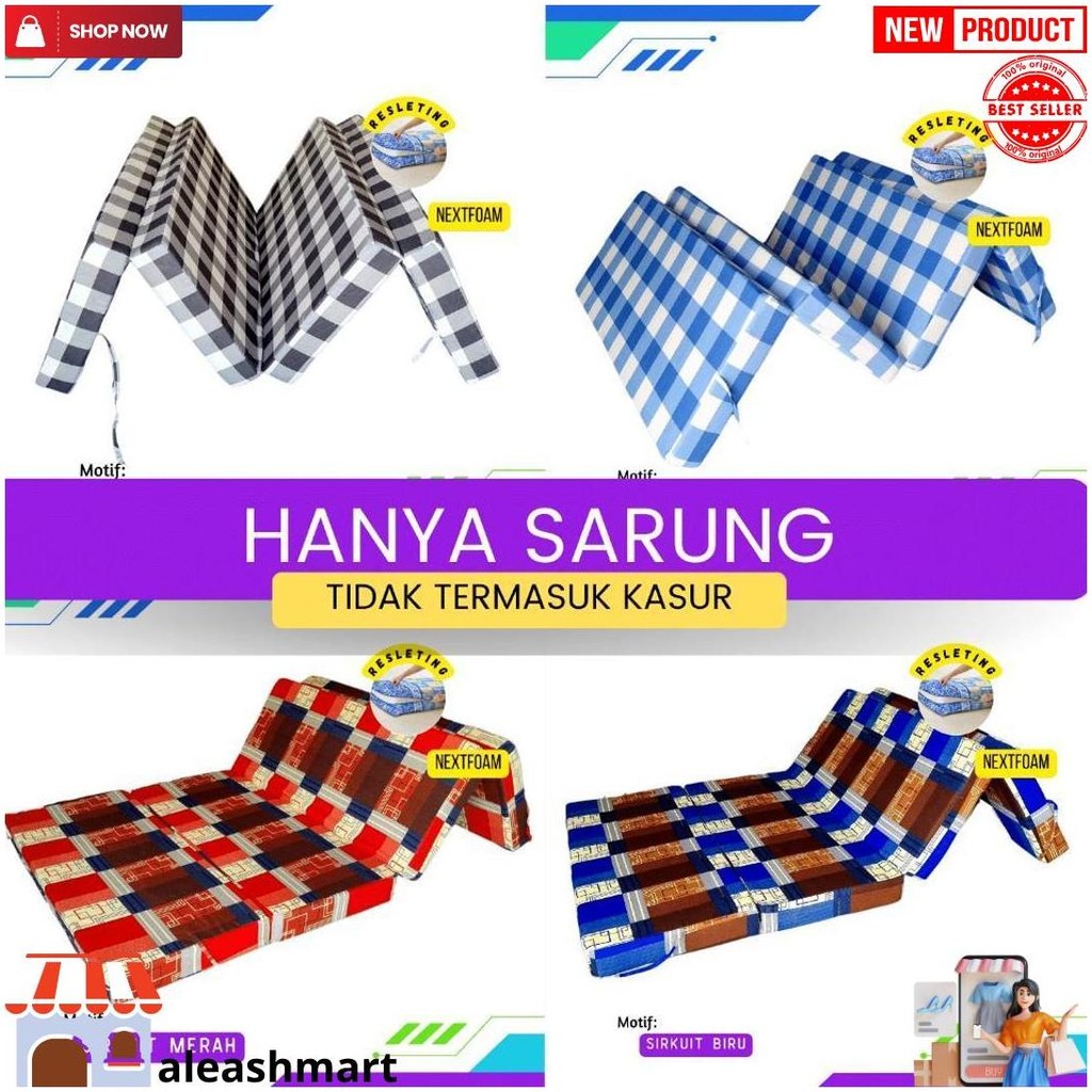 Sarung Kasur Busa Lipat Resleting Tebal 5,10, 15, 20 Cm Ukuran 200X200 200X180 200X160 200X145 200X1