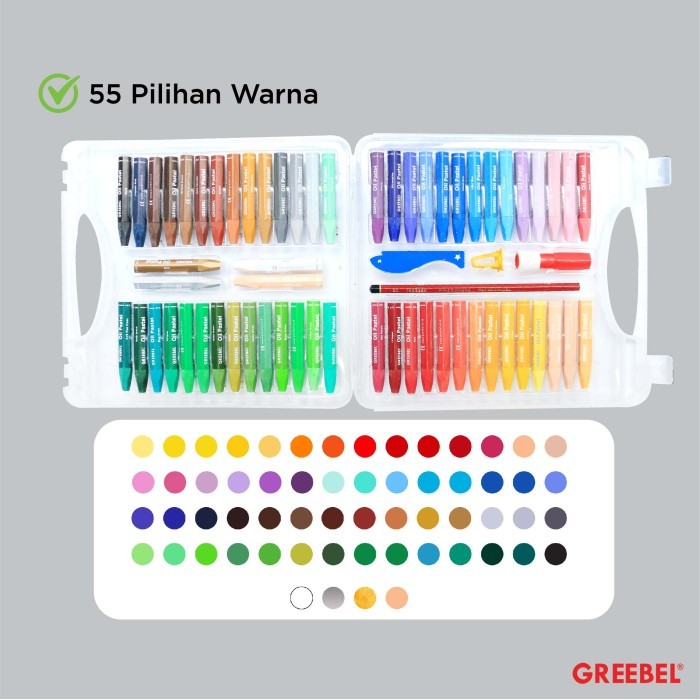 

GREEBEL Crayon Krayon KIDS OIL PASTEL 55 Warna (KOP 55C) / Crayon Greebel / Krayon 55 Warna / Non
