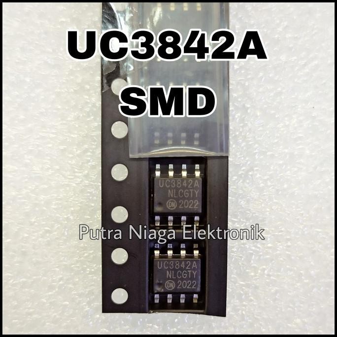 Baru ic UC3842 SMD UC3842A SOP8 13842 High Current Mode PWM Controller 3842 putr4n