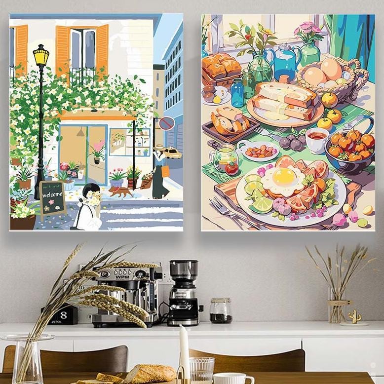 

ad-56 Paint By Number 40x50cm DIY Paint Kit with Frame Digital Painting Landscape Cartoon Anime Series Berkualitas