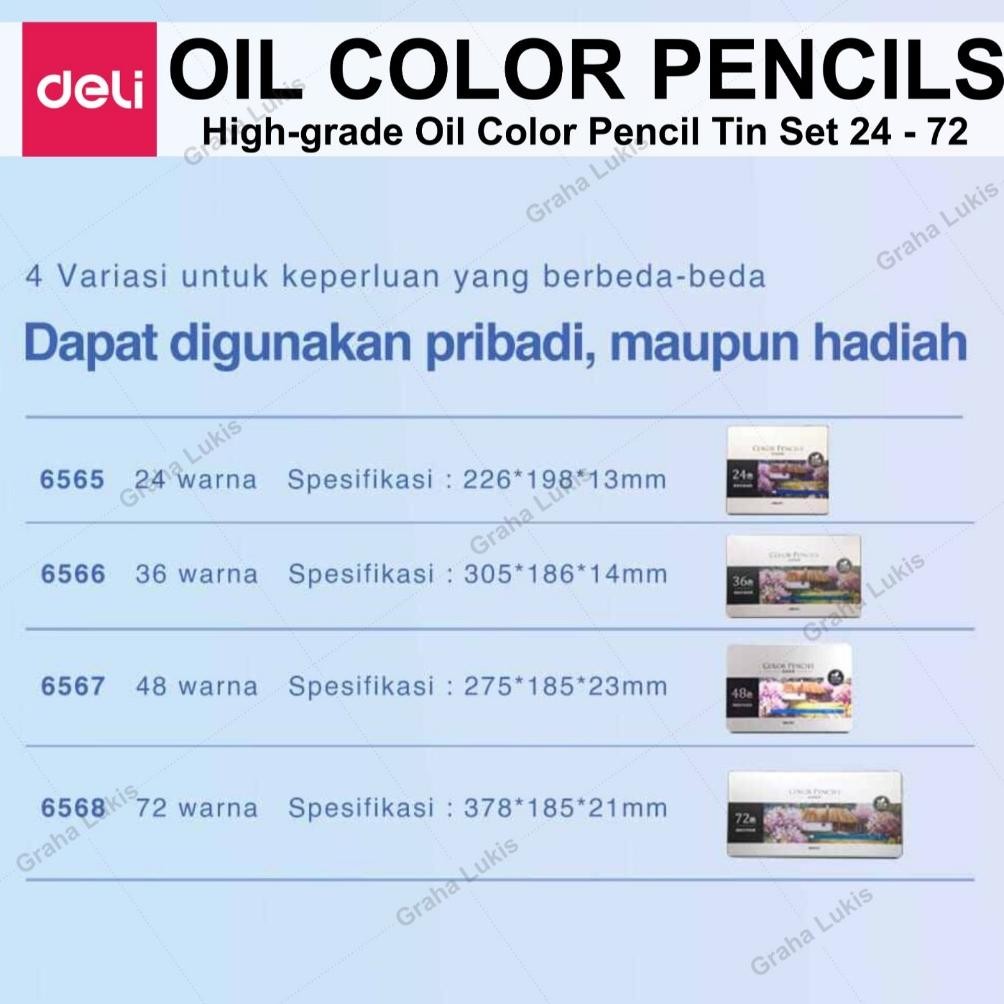

we-53 Deli High-grade Oil Pencil Color Pensil Warna Minyak 24 / 36 / 48 / 72 Murah