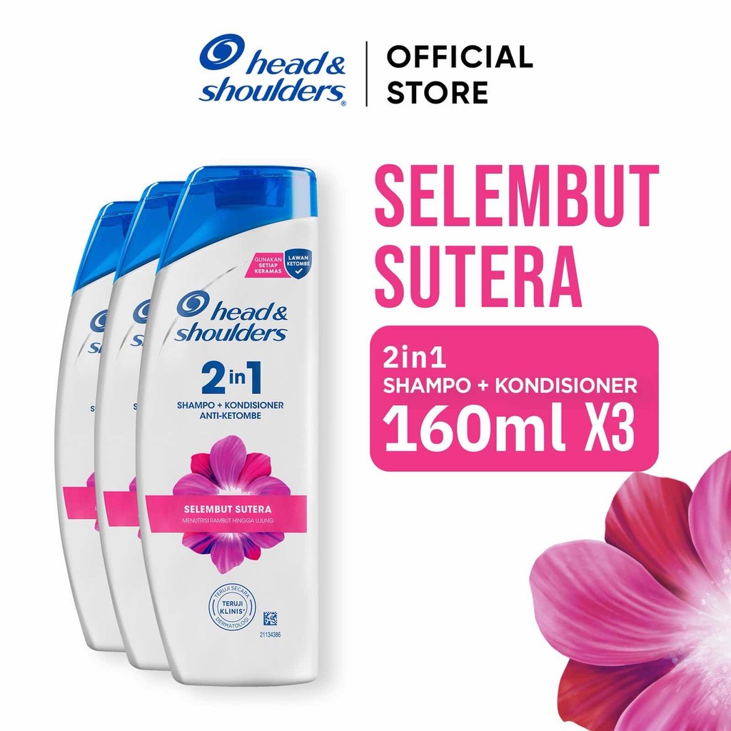 Head & Shoulders Shampoo 2-in-1 Varian Smooth and Silky 160ml x3