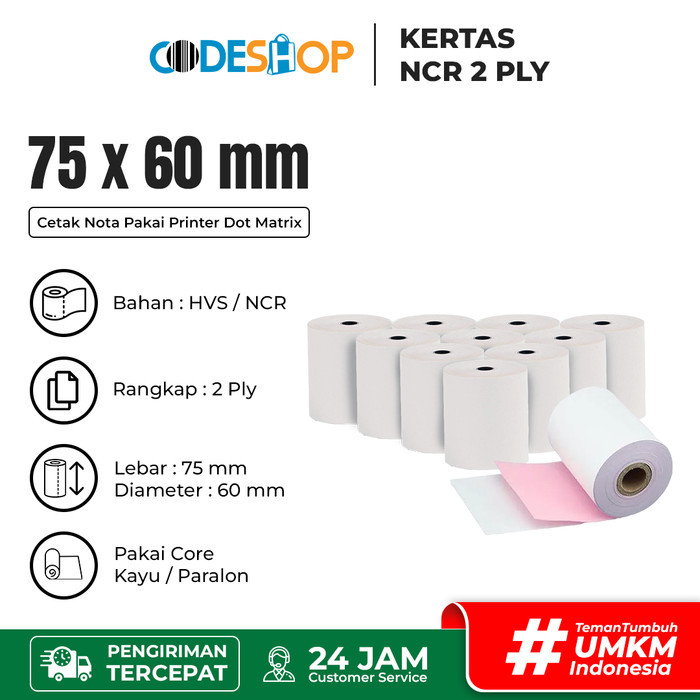 

Terlaris KERTAS STRUK KASIR 60 X 75 mm 2PLY - 1 SLOP - EPSON TMU 220D SALE