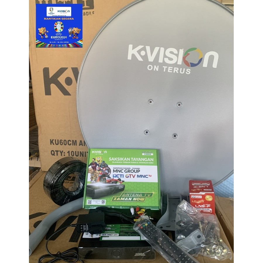 Toko Bakia -- Paket parabola kvision 60cm plus receiver kvision bromo C2000 Cband
